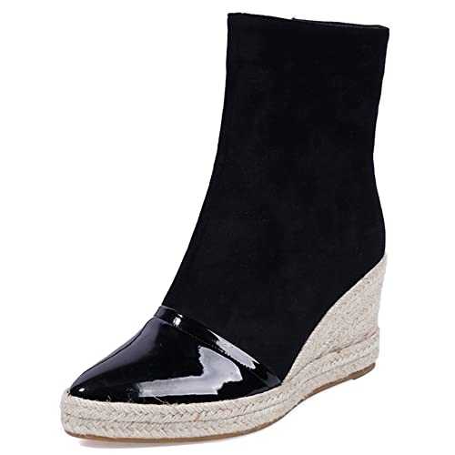 Lroey Reoly Women Wedge Heel Ankle Boots, Fashion Dress Boots Pointed Toe Zip High Heel Booties with Platform, Size 0.5-8