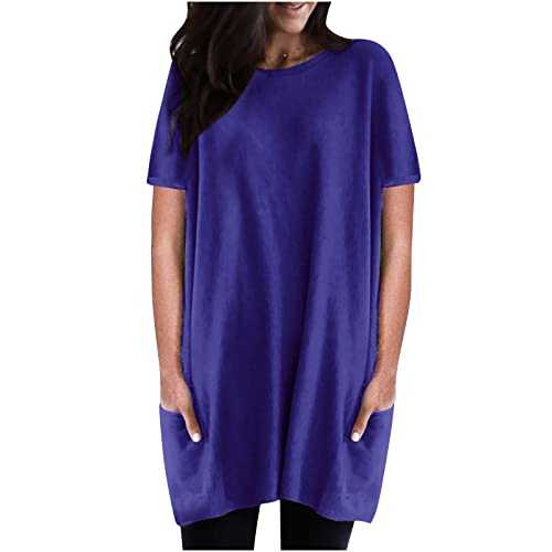 Oversized Tshirts for Women Summer Blouse Solid Crew Neck Short Sleeve Tees Loose Fit Plus Size Tops Plain Pullover Flowy Dressy Casual Tshirts Trendy Clothing 2025
