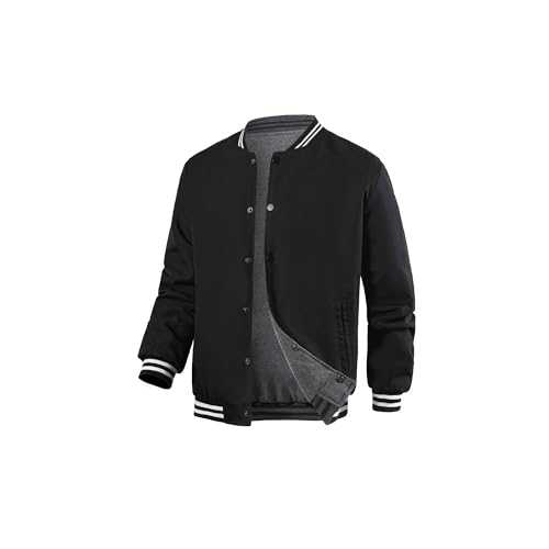 JOYSON Men's Varsity Jacket Classic Baseball Reversible Jackets Causal Bomber Jacket with Pockets Button Closure