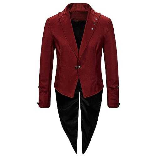 Mens Steampunk Tailcoat Elegant Victorians Frock Jackets Uniform Costume Long Sleeve Suit Jacket Vintage Party Punk Retro Tuxedo Coat Festival Trench Coats Party Outwear