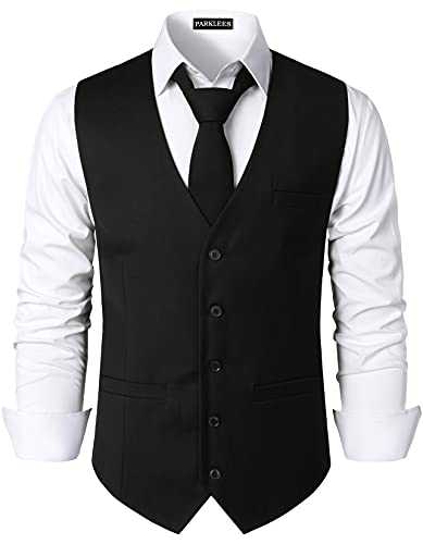 PARKLEES Men's Hipster Urban Design Business Formal Waistcoat Slim Fit Suit Tuxedo Dress Vest