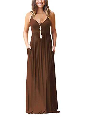 Soinku Women's Sundress 2024 Summer Casual Loose Maxi Dress Adjustable Spaghetti Strap Beach Long Dress with Pockets