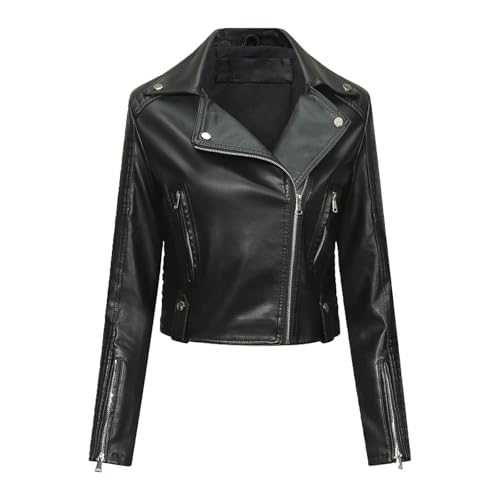 Faux Leather Jacket Women Leather Zip Up Leather Biker Jacket Women With Belt Women's Coats Long Sleeve Jackets For Women Uk Lapel V Neck Womens Aviator Jackets short Running Outdoor Sport Jackets