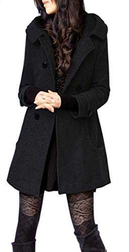 ClairSue Womens Ladies Hooded Trench Coat Outwear Warm Cotton Peacoat Jacket Overcoat