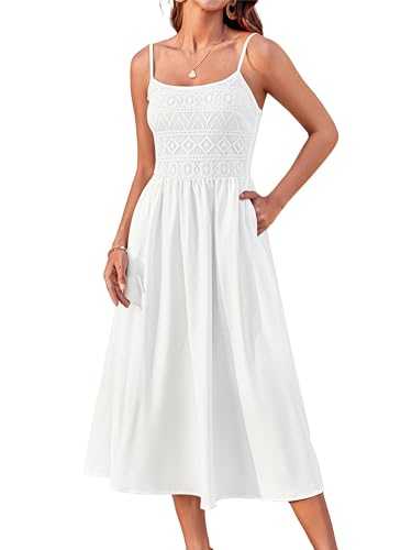 GRACE KARIN Women's Casual Suspender Dress Spaghetti Straps Lace A-Line Summer Midi Dress
