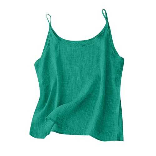 2025 Women's Solid Color Cotton Vests Linen Loose Sleeveless Base Camisoles with Split Small Shirt Spaghetti Strap Tank Tops