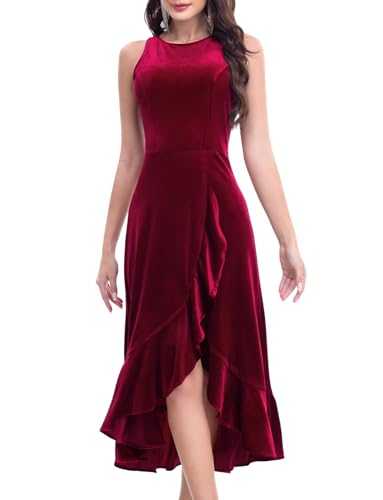 Gardenwed Evening Dresses Elegant Women's Halterneck Velvet Split Bodycon Dress Long Formal Cocktail Party Dresses Wedding Guests Festive Dress