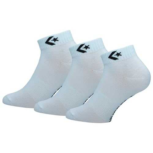 3 Pairs Quarter Socks – Arch Support – Polyester – Unisex (White, 6-8), White, 39-42