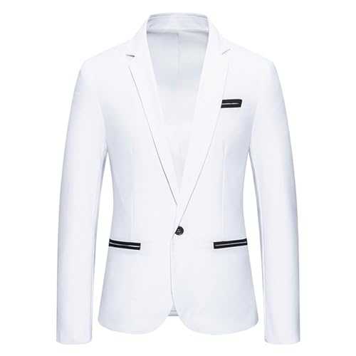 Mens Suits Blazers for Men UK Slim Fit One Button Dress Suits Solid Color Notched Lapel Chic Tuxedo Classic Formal Business Blazer Lightweight Soft-Handle Suit Coat Timeless & Elegant