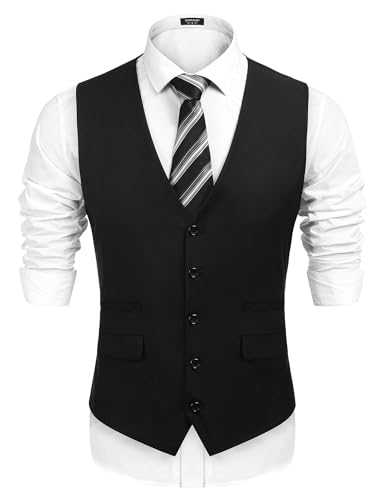 COOFANDY Men's Slim Fit Suit Vest,Formal Skinny Business Wedding Prom Waistcoat