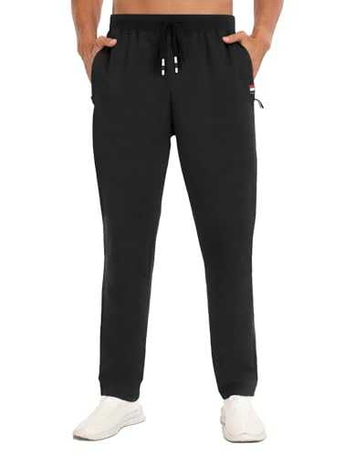YUTYTH Tracksuit Bottoms Men, Cosy Breathable Men's Joggers with Zip Pocket and Elasticated Waist, Cotton Trousers for Men for Daily Wear and Gym Running