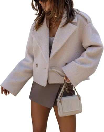 Women's Winter Elegant Double Breasted Short Jacket Office Lapel Short Trench Coat Classic Warm Blazer Fashion Street Style Short Tweed Jacket