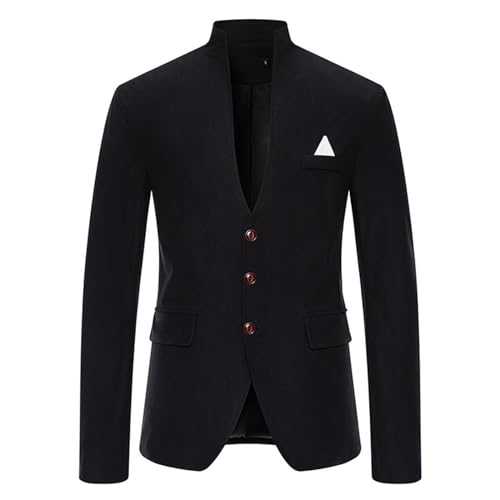 Mens Business Casual Blazers Lightweight 3-Button Casual Suits Stand Collar Sport Coats Slim Fit Formal Business Wedding Jackets Tuxedo Jackets Fashion Stylish Smart Coats