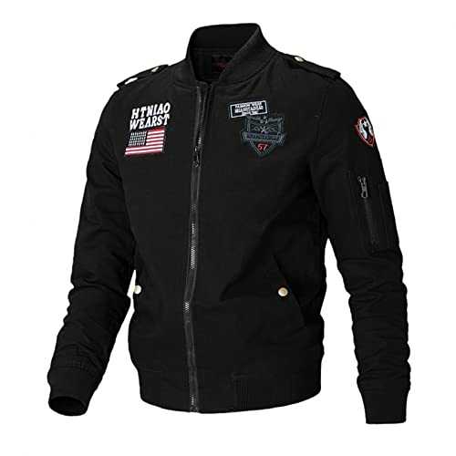 Hesrisy Military Jackets for Men Cotton USA American Flag Flight Bomber Jackets Lightweight Tactical Windbreakers Cargo Coats