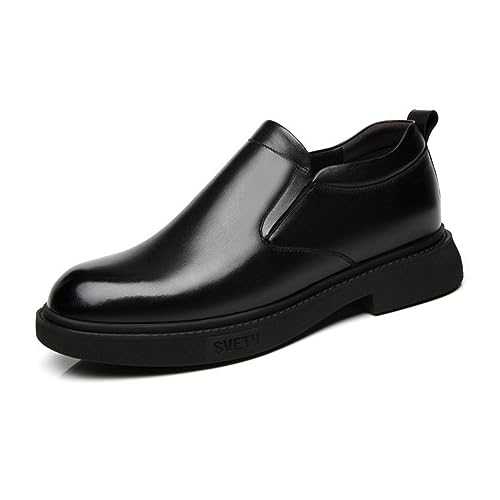 Men's Leather Elevator Shoes Comfort Casual Oxford Shoes Fashion Invisible Height Increasing Dress Loafers Shoe for Office Business Walking