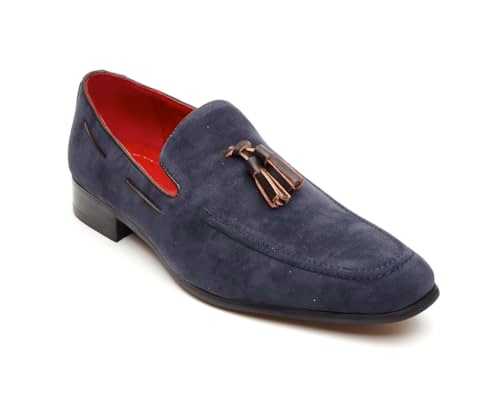 Rossellini Men's Italian Slip-On Moccasin Loafers Classy Brogues, Oxford & Derby Shoes in BLACK, BROWN, and NAVY Perfect for Parties and Weddings in Few Colors