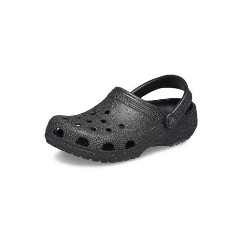 Unisex Classic Sparkly Clog, Metallic and Glitter Shoes, Black, Numeric_8 US Men