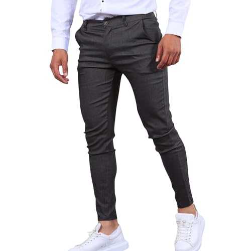 Work Trousers Men Slim Fit Suit Trousers Solid Colors Cotton Traders Mens Trousers Tapered Legs Stretch Formal Pants Black Pants Lounge Pants Breathable & Comfortable Business Office