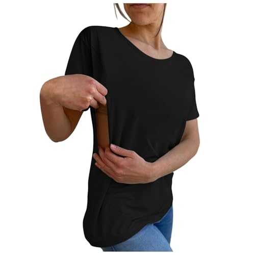 Women's Maternity Shirt Breastfeeding Friendly T-Shirt with Zip Party Top
