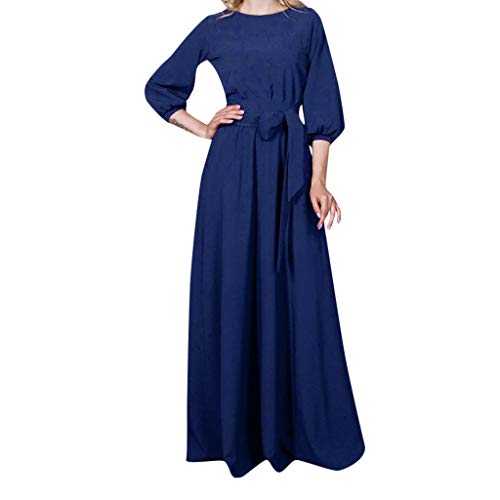 Solid Colour Casual Party for Women Ladie Autumn Long Sleeve Ruffle Dreeses with Belt Women's Floor Length Elastic Waist Maxi Dress Women's Loose Daily Basic Street Fashion Dress