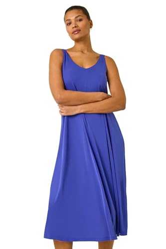 Roman Originals Strappy Jersey Midi Dress for Women UK - Ladies Everyday Holiday Spring Summer Round Neckline Comfy Soft Evening Vacation Work Party