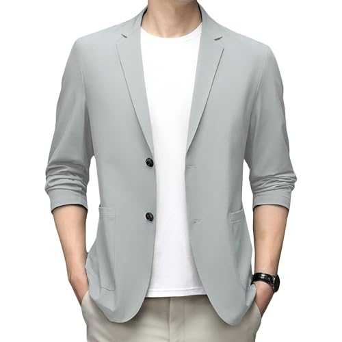 Men's Summer Leisure Suit Coat Stretch Slim Fit Soft Blazer Button Lapel Business Designer Tuxedo