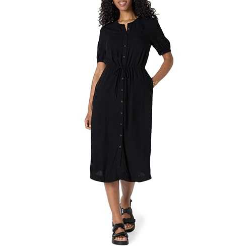 Amazon Essentials Women's Relaxed Fit Half-Sleeve Waisted Midi A-Line Dress