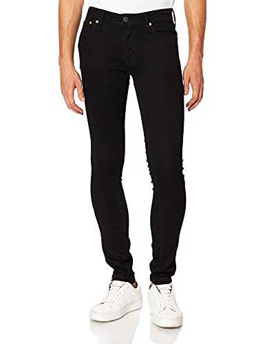 JACK & JONES Mens Black Skinny Fit Jeans Smart Casual Stretch Denim Pants for Men, 28 Waist to 36 Waist