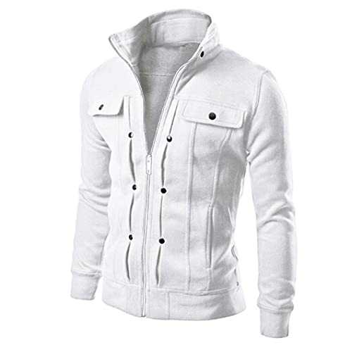 NC Cardigan Jackets for Men,Lightweight Cotton Military Jacket Stand Collar Slim Fit Lapel Zipper Long Sleeve Field Coat Windbreaker Military Bomber Coat Tooling Cotton Jackets