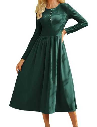 GRACE KARIN Women's Dresses Elegant A-Line Midi Long Sleeve Autumn Winter Knitted Dress Prom Office Work