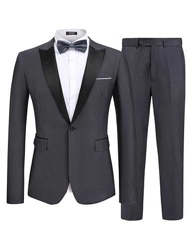 COOFANDY Men's 2 Piece Suit Casual Slim Fit Suits One Button Blazer Jacket Pants for Wedding Prom