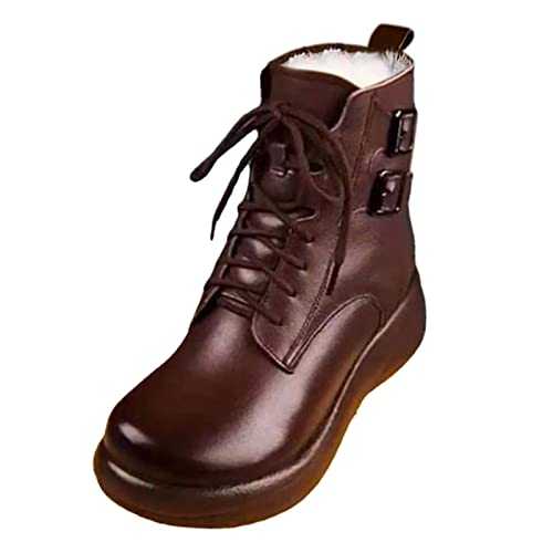 Memmyly Women's Boots with Heel Classic Half Shaft Boots Lace-Up Ankle Boots Winter Wellington Boots Women's Casual Vintage Cowboy Boots Motorcycle Boots Summer Ankle Boots Women