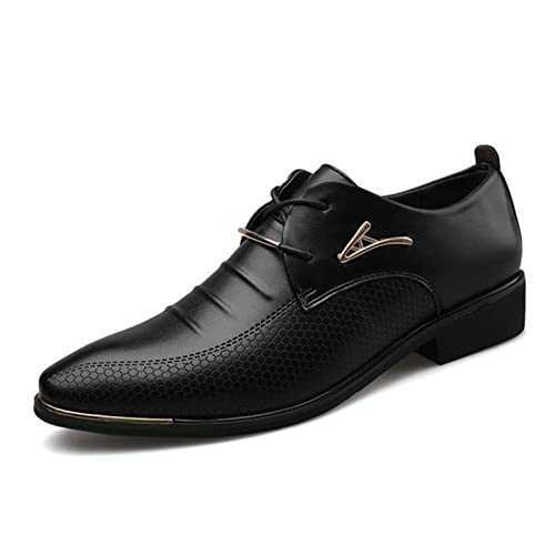 ETZRYSYB Mens leather shoes Classic Man Pointed Toe Dress Shoes Mens Patent Leather Black Wedding Shoes Oxford Formal Shoes Man Retro Shoes Big Size(Schwarz,8.5)