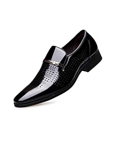 Mens Loafers Fashion Lace-ups Leather Pointed Toe Slippers Comfy Slip-on Business Dress Flats Breathable Driving Shoes