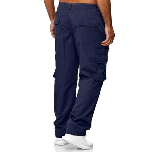 Cargo Trousers for Men UK Multi Pockets Work Wear Men Sizes M- 4XL Cargo Work Trousers for Men UK Elastic Waisted Activewear Trousers Camping Hiking Loose Fit Combat Trousers