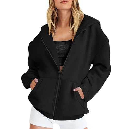 Long Winter Coats For Women Uk Womens Zip Up Hoodies Long Sleeve Sweatshirts Fall Outfits Oversized Sweaters Casual Fashion Jackets Plus Size Coats Teddy Bear Coats For Women