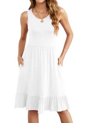 Summer Dresses Women's Light and Airy, Elegant Sleeveless Knee-Length Dresses Beach Dress Women for Every Day
