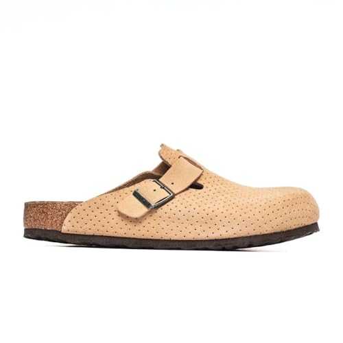 Boston Embossed | New Beige | Leather | Width: Normal | 1026948 | Women's Slippers