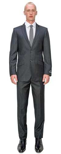 Antonio Uomo Men’s Suit Set – Slim Fit 2 Piece Single Breasted Double Button Jacket Pants for Business Wedding Dress Suits