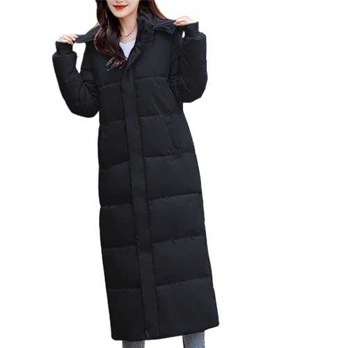 Women Long Quilted Coat Clearance Maxi Length Winter Coats Warm Padded Jackets Water Resistant Puffer Jacket Full Zip Hooded Outerwear with Pockets Outdoor Thick Fleece Outwear Longline Winter Oufits