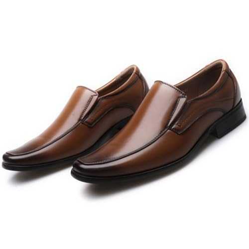 KYOESCAI Men's Slip-On Loafers Formal Dress Shoes Square Toe Oxfords Handmade Moccasins Shoes Formal Business Shoes