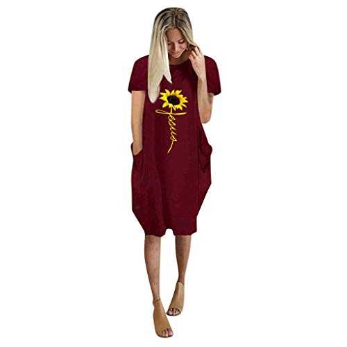 Dresses for Women Swing Ladies Jumper Dress Pullover Sleeve Pocket Women's Dress Short Sleeve Dresses for Women Casual Summer