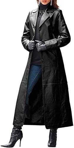QLXYYFC Womens Oversized Jacket Long Sleeve Faux Leather Blazer Lapel Button Down Leather Autumn and Winter Coat