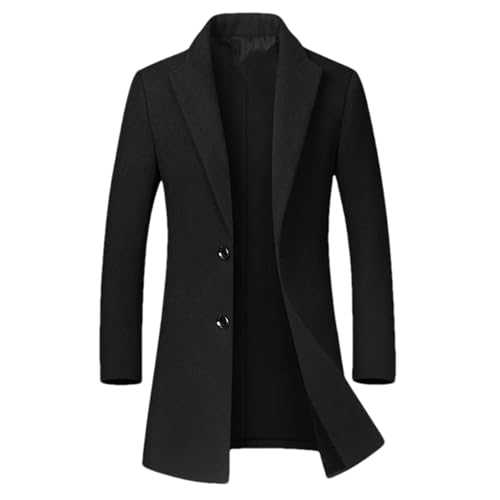 BoShiNuo Autumn Winter Men's Elegant Mid-Length Simple Suit Collar Casual Slim Woolen Coat Coat Dress Trench Coat Men Woolen