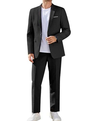 COOFANDY Men Suits Classic Fit 2 Piece Suit Set One Button Casual Blazer Wedding Bussiness Suit Separates