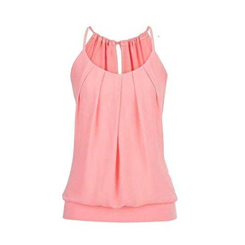 FNKDOR New Women Summer Sexy Yoga Beach Sun Bath Loose Wrinkled O Neck Cami Tank Tops Vest Blouse