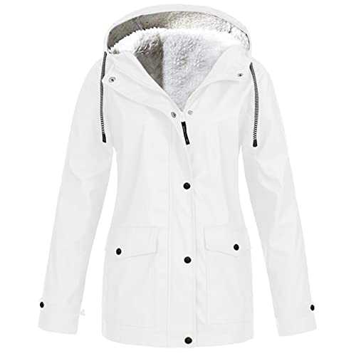Jacket Coats for Women Sale Solid Rain Jacket Outdoor Jackets Waterproof Hooded Raincoat Windproof Overcoats Cardigans Fall Clothes Outfits Fashion Parka Outerwear UK