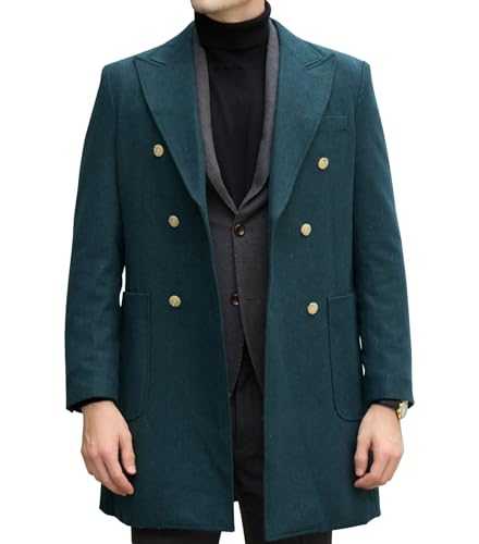 LOPEN STU Mens Wool Blend Trench Coat Winter Coats for Men Long Jackets Warm Pea Coat Men's Double Breasted Overcoat