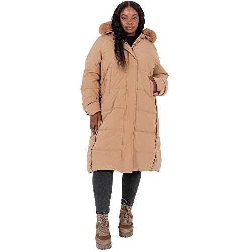 Lovedrobe Women's Ladies Plus Size Winter Jacket Coat Curve with Detachable Faux Fur Pockets Hooded Puffed Quilted