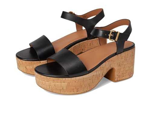 Women's Platfforms Leather/Cork Heeled Ankle-Strap Sandals Wedge